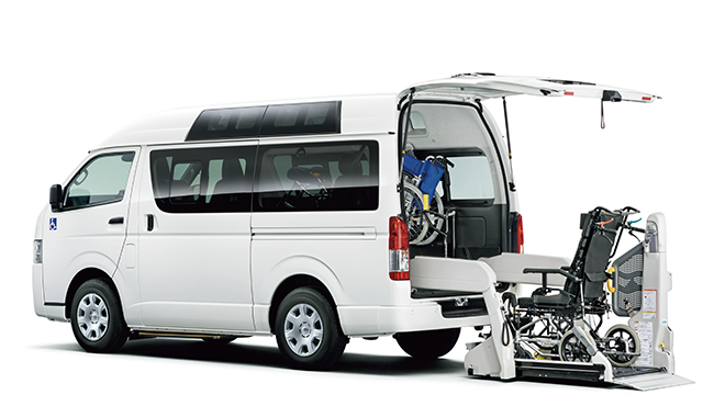 トヨタ ハイエース 車椅子福祉車両 電動リフト付き あきる野・西多摩レンタル マンスリー¥99,800 介護施設デイサービス送迎